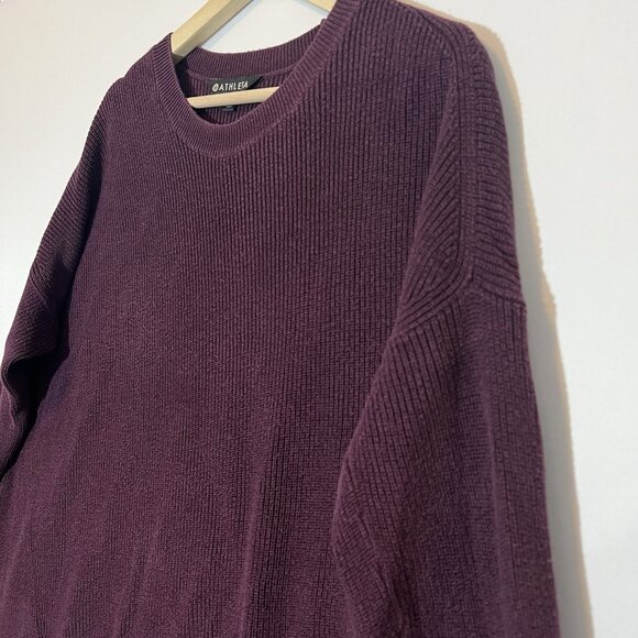 ATHLETA Prima Cotton Silk Blend Asymmetric Knit sweater Medium Women’s Purple - Picture 8 of 9